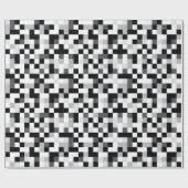 Zwart en wit Pixel-ontwerp Cadeaupapier (Vlak)