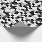 Zwart en wit Pixel-ontwerp Cadeaupapier (Hoek)