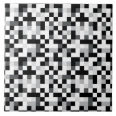 Zwart en wit Pixel-ontwerp Tegeltje (Voorkant)
