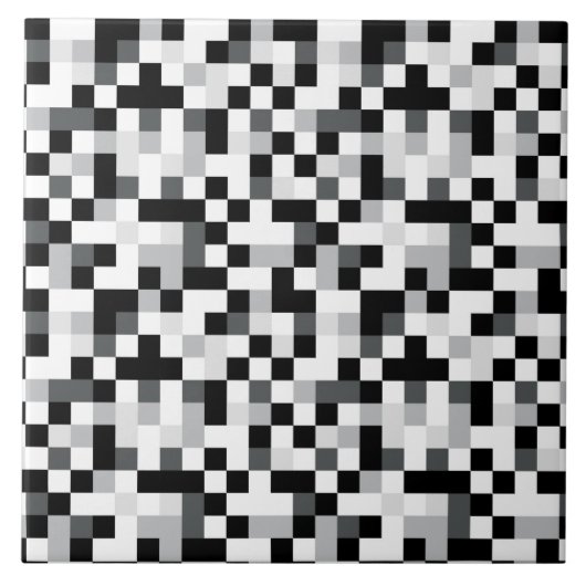 Zwart en wit Pixel-ontwerp Tegeltje (Voorkant)