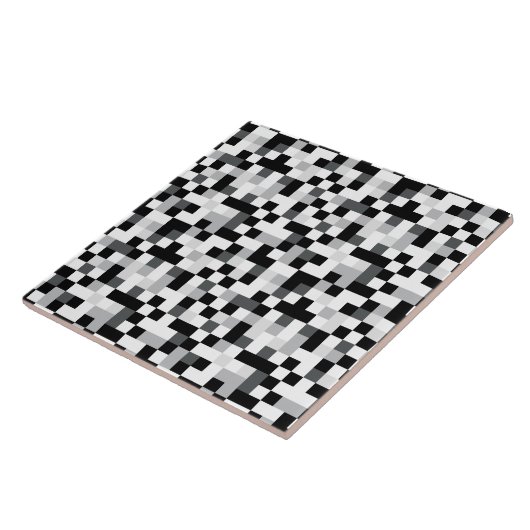 Zwart en wit Pixel-ontwerp Tegeltje (Zijkant)