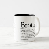 Zwart en Wit Plezier Moderne Broer Definitie Tweekleurige Koffiemok (Voorkant rechts)