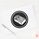 Zwart en Wit Pluizshaarmos Ronde Sticker (Envelop)