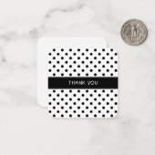 Zwart en wit polka dots mini bedankkaart notitiekaartje (Voorkant / Achterkant in situ)