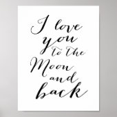 Zwart en Wit Poster Print 8.5x11 Ik hou van jou (Voorkant)