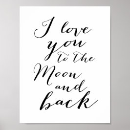 Zwart en Wit Poster Print 8.5x11 Ik hou van jou