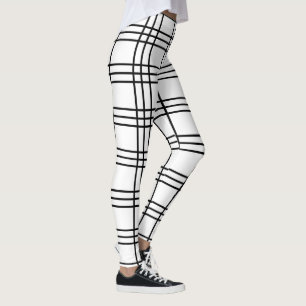 Zwart en wit preppy koel geruit tartan leggings