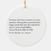 Zwart en Wit Pret Opa Opa Papa Keramisch Ornament (Achterkant)