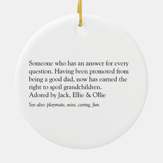 Zwart en Wit Pret Opa Opa Papa Keramisch Ornament (Achterkant)