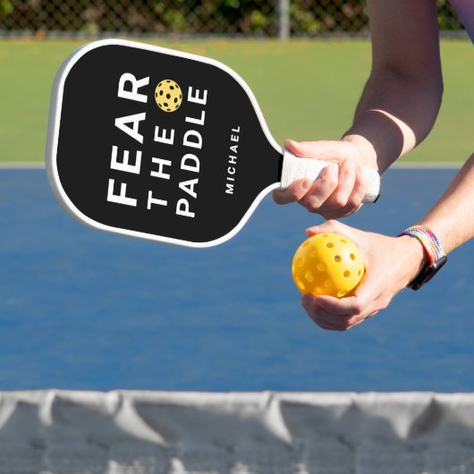 Zwart en Wit Pret Vrees De Pickleball Paddle (Insitu)