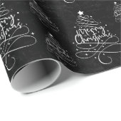 Zwart en wit Prettig kerstfeest Cadeaupapier (Rol Hoek)