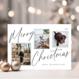 Zwart en Wit Prettig Kerstmis Foto Feestdagenkaart