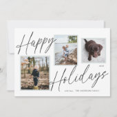 Zwart en wit prettige feestdagen foto feestdagenkaart (Voorkant)