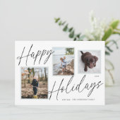 Zwart en wit prettige feestdagen foto feestdagenkaart (Staand voorkant)
