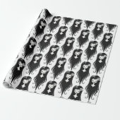 Zwart en Wit Pretty Ghoul Cadeaupapier (Uitgerold)