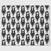 Zwart en Wit Pretty Ghoul Cadeaupapier (Vlak)