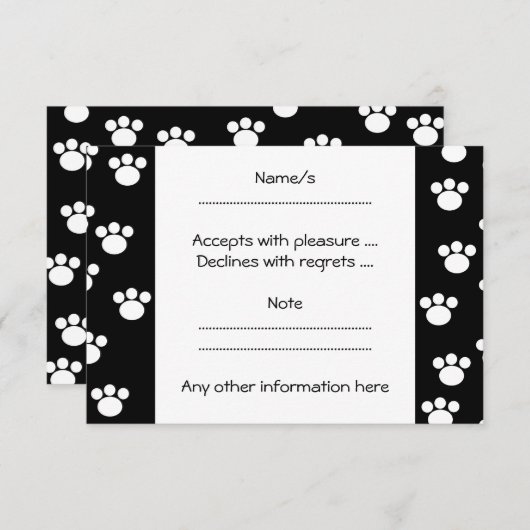 Zwart en wit proefschrift printpatroon. RSVP kaartje (Voorkant / Achterkant)