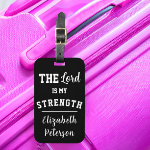 Zwart en Wit Psalm 28:7 De Heere is mijn Kracht Bagagelabel