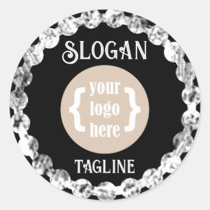 Zwart en Wit, Rand en Logo Slogan Ronde Sticker