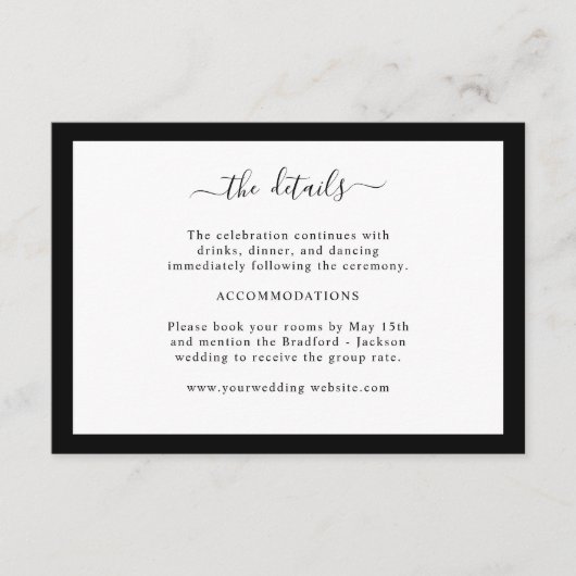 Zwart en wit randdetails informatiekaartje (Voorkant)