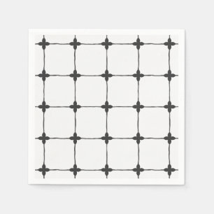 Zwart en wit raster minimalistische tropisch servet