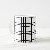 Zwart en wit rasterpatroon koffiemok (Voorkant links)