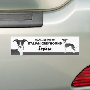 Zwart en Wit - Reizen Met Mijn Iggy Hond Bumpersticker