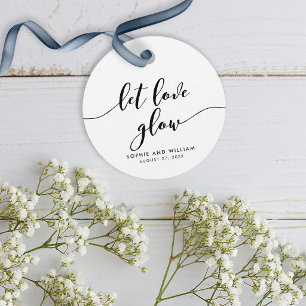 Zwart en Wit Relax Script Laat Liefde Stralen Trou Bedankjes Labels