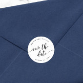 Zwart en Wit Relax Script Sla de Datum Op Ronde Sticker