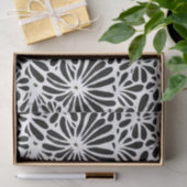 Zwart en wit retro bloemmotief tissuepapier (Geschenk)