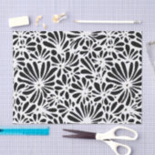 Zwart en wit retro bloemmotief tissuepapier (Craft)