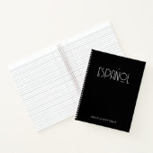 Zwart en wit Retro Spaans Taalstudie Notitieboek (Binnen)