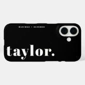 Zwart en wit retro typografie gepersonaliseerd Case-Mate iPhone case (Achterkant (horizontaal))