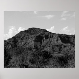 Zwart en wit Rocky Landschap in Caprock Canyon Poster