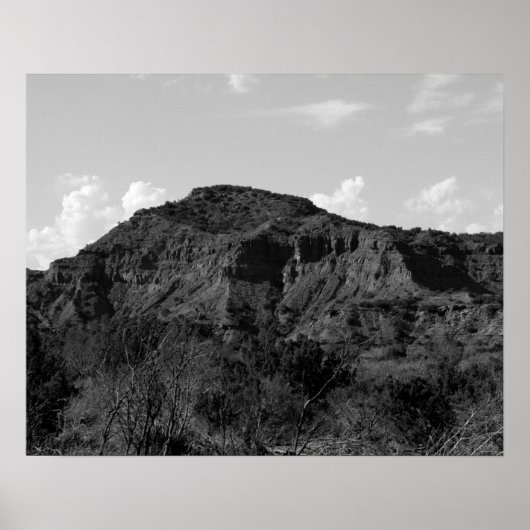 Zwart en wit Rocky Landschap in Caprock Canyon Poster (Voorkant)
