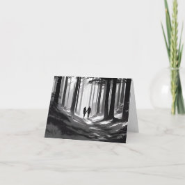 Zwart en wit romantisch koppelaarspad in het bos aankondiging