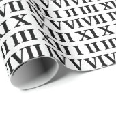 Zwart en Wit Romeins Cijfer Cadeaupapier (Rol Hoek)