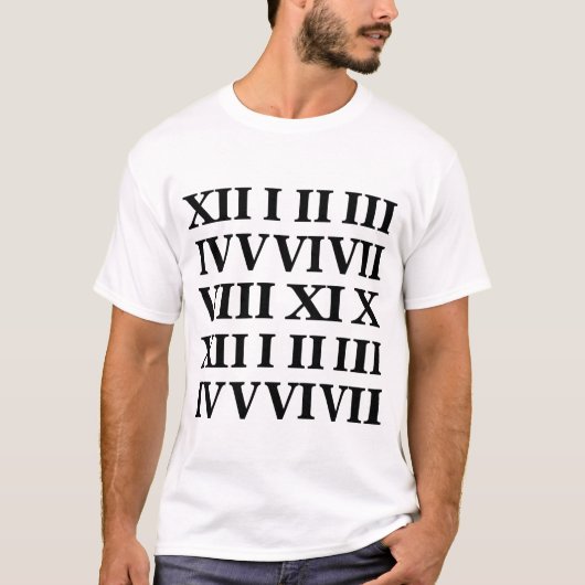 Zwart en Wit Romeins Cijfer  T-shirt (Voorkant)