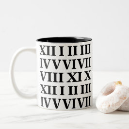 Zwart en wit Romeins cijfer Tweekleurige Koffiemok