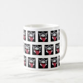 Zwart en wit rood schedelpatroon koffiemok (Voorkant rechts)