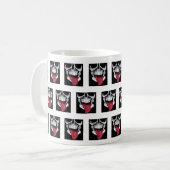 Zwart en wit rood schedelpatroon koffiemok (Voorkant links)