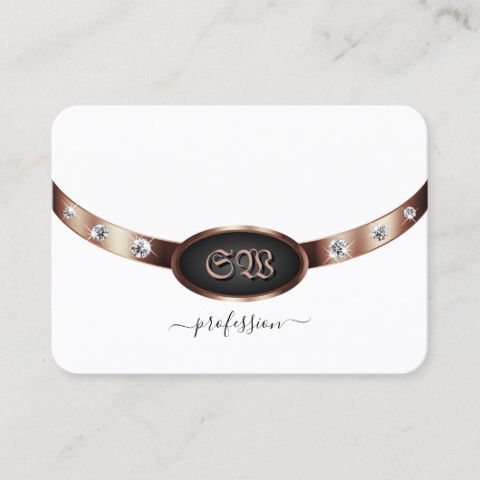 Zwart en wit Roos gouden monogram diamanten Visitekaartje (Voorkant)