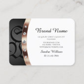 Zwart en wit Roos gouden monogram diamanten Visitekaartje (Achterkant)