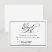 Zwart en wit Royal Script Trouw-antwoordkaart Kaart (Voorkant / Achterkant)