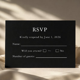 Zwart en Wit RSVP Kaart Bewerkbaar 