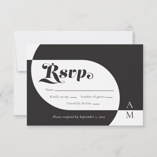  zwart en wit RSVP kaartje (Voorkant)
