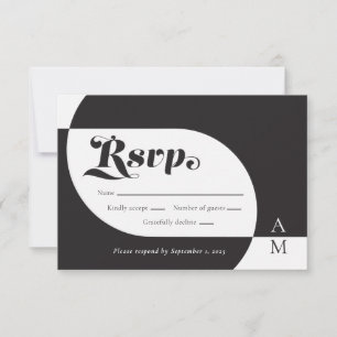  zwart en wit RSVP kaartje