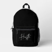 Zwart en Wit Rugzak - Hustle Quote Tas (Voorkant)