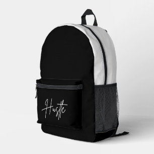 Zwart en Wit Rugzak - Hustle Quote Tas