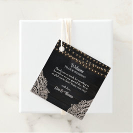 Zwart en Wit Rustieke Elegantie Trouw Favor Tags Bedankjes Labels